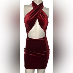 Bear Dance Burgundy Backless Dress